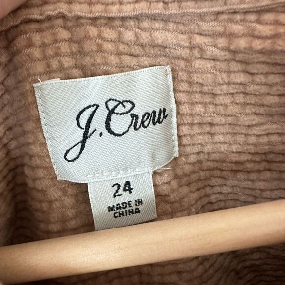 J Crew Zip Front Cinch Corduroy Tan Textured Long Sleeve Dress Size 24 - Picture 3 of 7